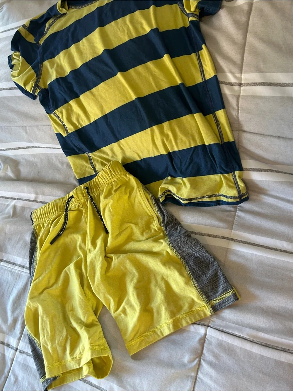 Hanna Andersson Yellow and Navy Striped Pajama Set